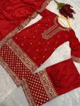 DESIGNER CHINON SILK EMBROIDERY SEQUENCE WORK TOP PALAZZO WITH DUPATTA FESTIVAL WEAR WHOLESALE PRICE ETHNIC GARMENT (1)