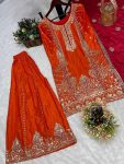 DESIGNER CHINON SILK EMBROIDERY SEQUENCE WORK TOP PALAZZO WITH DUPATTA PARTY WEAR WHOLESALE PRICE ETHNIC GARMENT (3)