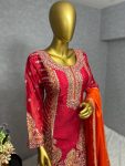 DESIGNER CHINON SILK EMBROIDERY SEQUENCE WORK TOP PALAZZO WITH DUPATTA PARTY WEAR WHOLESALE PRICE ETHNIC GARMENT (4)