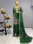 DESIGNER CHINON SILK EMBROIDERY SEQUENCE WORK TOP PALAZZO WITH DUPATTA PARTY WEAR WHOLESALE PRICE ETHNIC GARMENT (8)