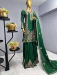 DESIGNER CHINON SILK EMBROIDERY SEQUENCE WORK TOP PALAZZO WITH DUPATTA PARTY WEAR WHOLESALE PRICE ETHNIC GARMENT (8)