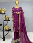 DESIGNER CHINON SILK EMBROIDERY SEQUENCE WORK TOP PANT WITH DUPATTA CASUAL WEAR WHOLESALE PRICE ETHNIC GARMENT (1)