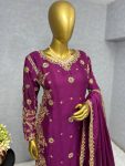 DESIGNER CHINON SILK EMBROIDERY SEQUENCE WORK TOP PANT WITH DUPATTA CASUAL WEAR WHOLESALE PRICE ETHNIC GARMENT (1)