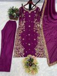 DESIGNER CHINON SILK EMBROIDERY SEQUENCE WORK TOP PANT WITH DUPATTA CASUAL WEAR WHOLESALE PRICE ETHNIC GARMENT (1)