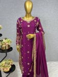 DESIGNER CHINON SILK EMBROIDERY SEQUENCE WORK TOP PANT WITH DUPATTA CASUAL WEAR WHOLESALE PRICE ETHNIC GARMENT (1)