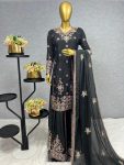 DESIGNER CHINON SILK EMBROIDERY THREAD SEQUENCE TOP PALAZZO WITH DUPATTA PARTY WEAR WHOLESALE PRICE ETHNIC GARMENT (3)