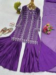 DESIGNER CHINON SILK THREAD WITH SEQUENCE WORK TOP SHARARA WITH DUPATTA FESTIVAL WEAR WHOLSALE PRICE ETHNIC GARMENT (17)