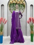 DESIGNER CHINON SILK THREAD WITH SEQUENCE WORK TOP SHARARA WITH DUPATTA FESTIVAL WEAR WHOLSALE PRICE ETHNIC GARMENT (17)