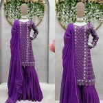 DESIGNER CHINON SILK THREAD WITH SEQUENCE WORK TOP SHARARA WITH DUPATTA FESTIVAL WEAR WHOLSALE PRICE ETHNIC GARMENT (17)