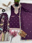 DESIGNER CHINON THREAD EMBROIDERY SEQUENCE WORK TOP PALAZZO WITH DUPATTA PARTY WEAR WHOLESALE PRICE ETHNIC GARMENT (11)