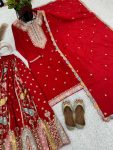 DESIGNER CHINON THREAD EMBROIDERY SEQUENCE WORK TOP PALAZZO WITH DUPATTA PARTY WEAR WHOLESALE PRICE ETHNIC GARMENT (4)