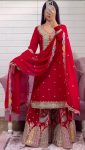DESIGNER CHINON THREAD EMBROIDERY SEQUENCE WORK TOP PALAZZO WITH DUPATTA PARTY WEAR WHOLESALE PRICE ETHNIC GARMENT (4)