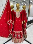 DESIGNER CHINON THREAD EMBROIDERY SEQUENCE WORK TOP PALAZZO WITH DUPATTA PARTY WEAR WHOLESALE PRICE ETHNIC GARMENT (4)