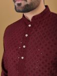 DESIGNER COTTON EMBROIDERY WITH SEQUENCE WORK MENS KURTA PAJAMA FESTIVAL WEAR WHOLESALE PRICE ETHNIC GARMENT (7)