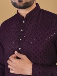 DESIGNER COTTON EMBROIDERY WITH SEQUENCE WORK MENS KURTA PAJAMA FESTIVAL WEAR WHOLESALE PRICE ETHNIC GARMENT (3)