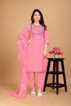 DESIGNER COTTON EMBROIDERY WORK TOP BOTTOM WITH DUPATTA CASUAL WEAR WHOLESALE PRICE ETHNIC GARMENT (57)