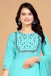 DESIGNER COTTON EMBROIDERY WORK TOP BOTTOM WITH DUPATTA CASUAL WEAR WHOLESALE PRICE ETHNIC GARMENT (44)