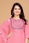 DESIGNER COTTON EMBROIDERY WORK TOP BOTTOM WITH DUPATTA CASUAL WEAR WHOLESALE PRICE ETHNIC GARMENT (57)