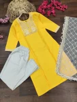 DESIGNER COTTON EMBROIDERY WORK TOP PANT WITH DUPATTA CASUAL WEAR WHOLESALE PRICE ETHNIC GARMENT (8)