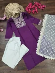 DESIGNER COTTON EMBROIDERY WORK TOP PANT WITH DUPATTA CASUAL WEAR WHOLESALE PRICE ETHNIC GARMENT (9)