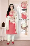 DESIGNER COTTON EMBROIDERY WORK TOP PANT WITH DUPATTA CASUAL WEAR WHOLESALE PRICE ETHNIC GARMENT (5)