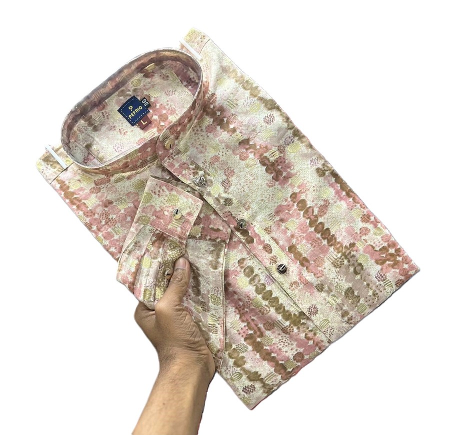 DESIGNER COTTON FOIL PRINT WORK MENS KURTA PAJAMA FESTIVAL WEAR WHOLESALE PRICE ETHNIC GARMENT (1)