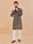 DESIGNER COTTON FOIL PRINT WORK MENS KURTA PAJAMA FESTIVAL WEAR WHOLESALE PRICE ETHNIC GARMENT (11)