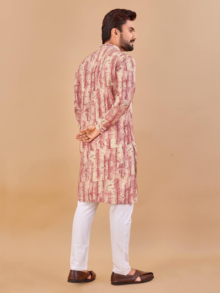 DESIGNER COTTON FOIL PRINT WORK MENS KURTA PAJAMA FESTIVAL WEAR WHOLESALE PRICE ETHNIC GARMENT (10)
