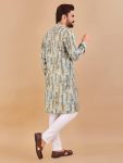 DESIGNER COTTON FOIL PRINT WORK MENS KURTA PAJAMA FESTIVAL WEAR WHOLESALE PRICE ETHNIC GARMENT (5)
