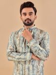 DESIGNER COTTON FOIL PRINT WORK MENS KURTA PAJAMA FESTIVAL WEAR WHOLESALE PRICE ETHNIC GARMENT (5)