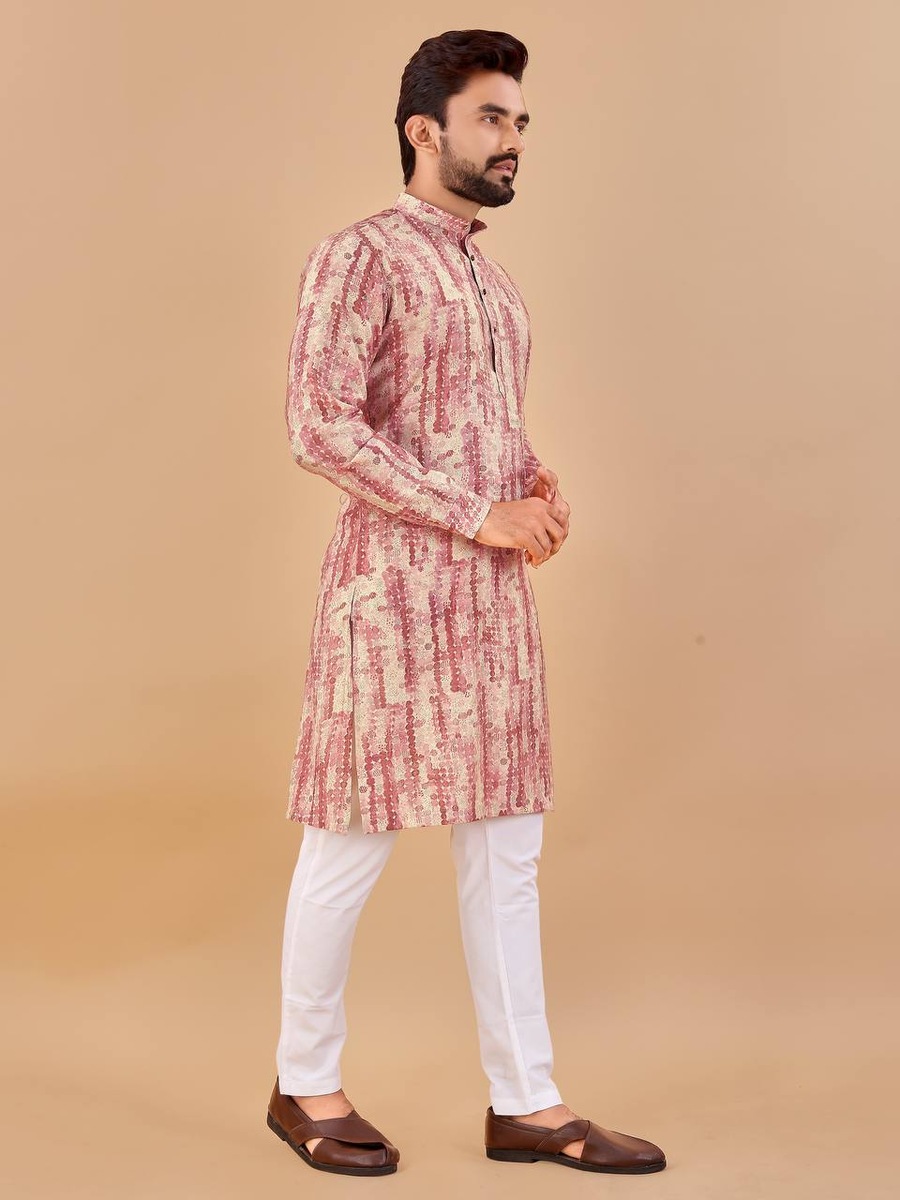 DESIGNER COTTON FOIL PRINT WORK MENS KURTA PAJAMA FESTIVAL WEAR WHOLESALE PRICE ETHNIC GARMENT (7)
