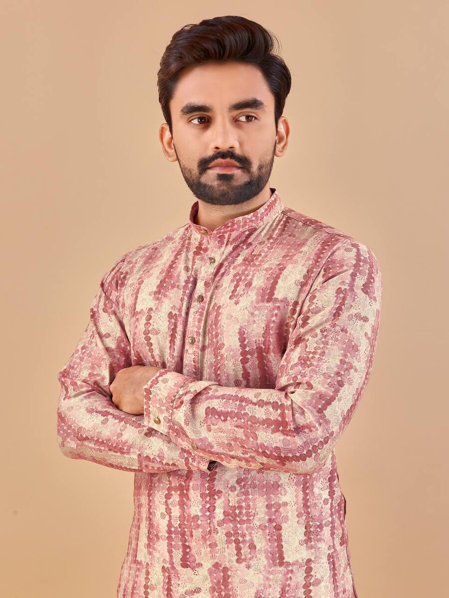 DESIGNER COTTON FOIL PRINT WORK MENS KURTA PAJAMA FESTIVAL WEAR WHOLESALE PRICE ETHNIC GARMENT (8)