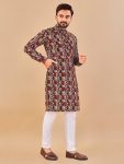 DESIGNER COTTON FOIL PRINT WORK MENS KURTA PAJAMA FESTIVAL WEAR WHOLESALE PRICE ETHNIC GARMENT (6)