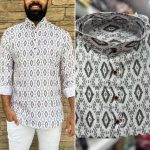 DESIGNER COTTON PRINT WORK MENS SHIRT ONLY CASUAL WEAR WHOLESALE PRICE ETHNIC GARMENT (8)