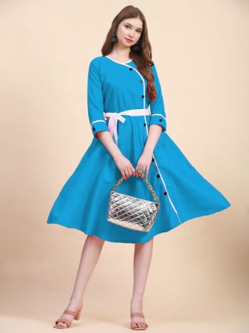 DESIGNER COTTON SIMPLE ONE PIECE SKY