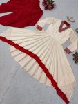 DESIGNER FRENCH SILK WITH THREAD WORK TOP AND PLAIN DHOTI FESTIVAL WEAR WHOLESALE PRICE ETHNIC GARMENT (2)