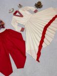 DESIGNER FRENCH SILK WITH THREAD WORK TOP AND PLAIN DHOTI FESTIVAL WEAR WHOLESALE PRICE ETHNIC GARMENT (2)