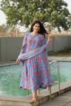 DESIGNER GEORGETTE DIGITAL PRINT WORK  GOWN PANT WITH DUPATTA SKY