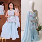 DESIGNER GEORGETTE DIGITAL PRINTED KID’S TOP SHARARA WITH DUPATTA PARTY WEAR WHOLESALE PRICE ETHNIC GARMENT (19)