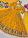 DESIGNER GEORGETTE EMBROIDERY AND SEQUENCE WORK GOWN PANT WITH DUPATTA FESTIVAL WEAR WHOLESALE PRICE ETHNIC GARMENT (3)