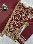 DESIGNER GEORGETTE EMBROIDERY AND STONE HAND WORK TOP PANT WITH DUPATTA FESTIVAL WEAR WHOLESALE PRICE ETHNIC GARMENT (14)
