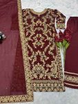 DESIGNER GEORGETTE EMBROIDERY AND STONE HAND WORK TOP PANT WITH DUPATTA FESTIVAL WEAR WHOLESALE PRICE ETHNIC GARMENT (14)