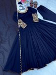 DESIGNER GEORGETTE EMBROIDERY SEQUENCE WORK ANARKALI GOWN BOTTOM WITH DUPATTA PARTY WEAR WHOLESALE PRICE ETHNIC GARMENT (4)