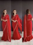 DESIGNER GEORGETTE EMBROIDERY SEQUENCE WORK GOWN SAREE PARTY WEAR WHOLESALE PRICE ETHNIC GARMENT (14)