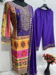 DESIGNER GEORGETTE EMBROIDERY SEQUENCE WORK TOP PALAZZO WITH DUPATTA FESTIVAL WEAR WHOLESALE PRICE ETHNIC GARMENT (2)