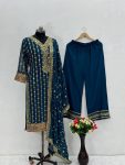 DESIGNER GEORGETTE EMBROIDERY SEQUENCE WORK TOP PALAZZO WITH DUPATTA FESTIVAL WEAR WHOLESALE PRICE ETHNIC GARMENT (2)