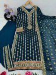 DESIGNER GEORGETTE EMBROIDERY SEQUENCE WORK TOP PALAZZO WITH DUPATTA FESTIVAL WEAR WHOLESALE PRICE ETHNIC GARMENT (2)