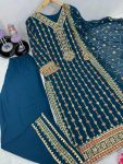 DESIGNER GEORGETTE EMBROIDERY SEQUENCE WORK TOP PALAZZO WITH DUPATTA FESTIVAL WEAR WHOLESALE PRICE ETHNIC GARMENT (2)
