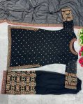 DESIGNER GEORGETTE EMBROIDERY SEQUENCE WORK TOP PALAZZO WITH DUPATTA PARTY WEAR WHOLESALE PRICE ETHNIC GARMENT (1)