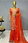 DESIGNER GEORGETTE EMBROIDERY THREAD HAND WORK TOP BOTTOM WITH DUPATTA PARTY WEAR WHOLESALE PRICE ETHNIC GARM ENT (3)